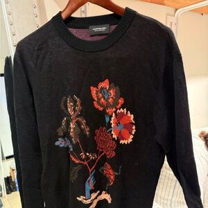 Scotch & Soda Black Sweater with Colorful Floral Design